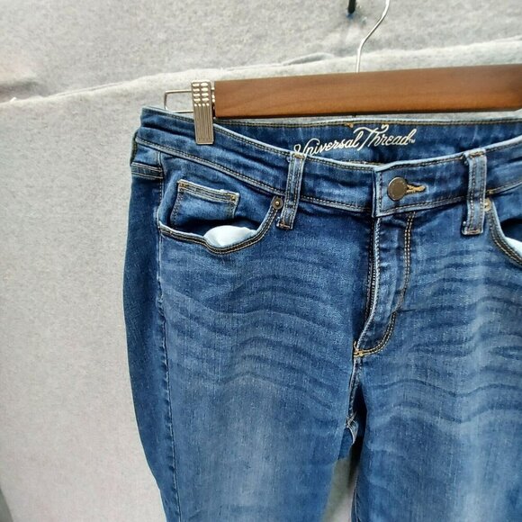 Universal Thread Distressed Skinny Jean Medium Wash Size 14/32R  Cut Bottom - Picture 9 of 16